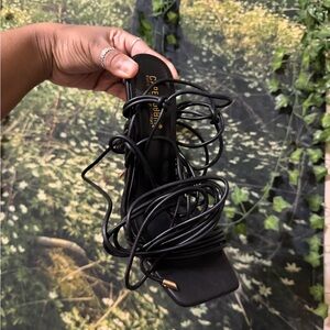 Cape Robbin Black Strappy Heels